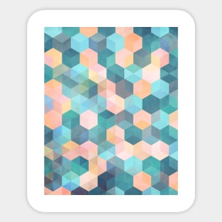 Child's Play 2 - hexagon pattern in soft blue, pink, peach & aqua Sticker